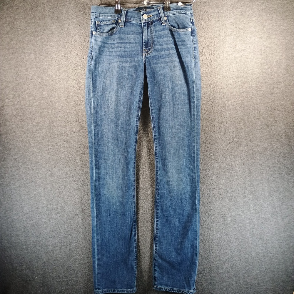 Lucky Brand Brooke Jeans Women 2/26 Straight Skinny Stretch Mid Rise Medium Wash